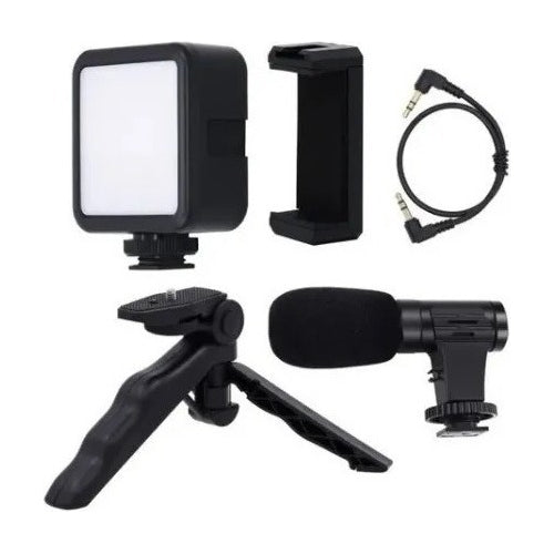 Suporte Celular Kit Youtuber com LED e Microfone de Mão