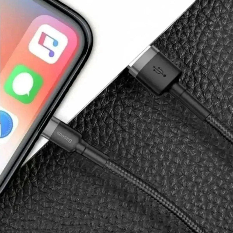 Cabo Baseus USB Tipo Ios Para iPhone Em Nylon de 2m e 3m de Alta resistência. - Techguia