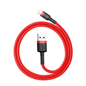 Cabo Baseus USB Tipo Ios Para iPhone Em Nylon de 2m e 3m de Alta resistência.