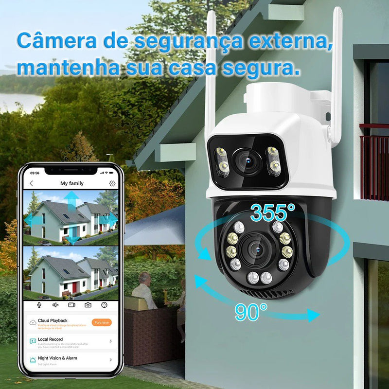 Camera de Segurança Wifi Dupla Lente 8MP 4K - Techguia