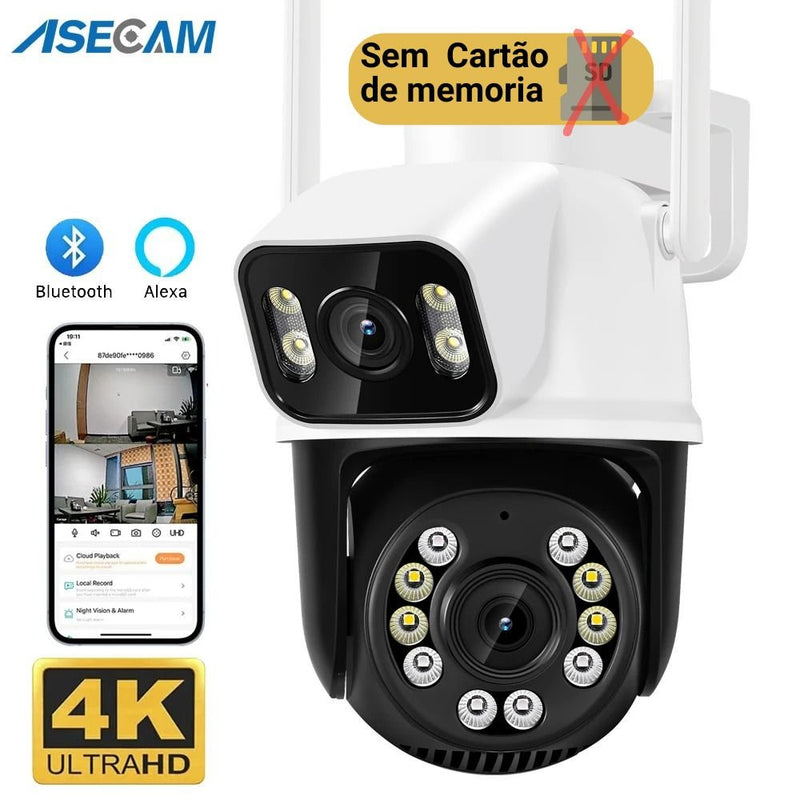 Camera de Segurança Wifi Dupla Lente 8MP 4K - Techguia