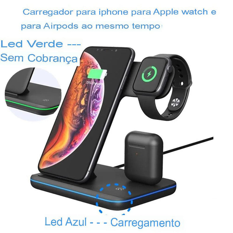 Carregador Indução 15w 3 em 1 Mais Brinde Techguia - Techguia