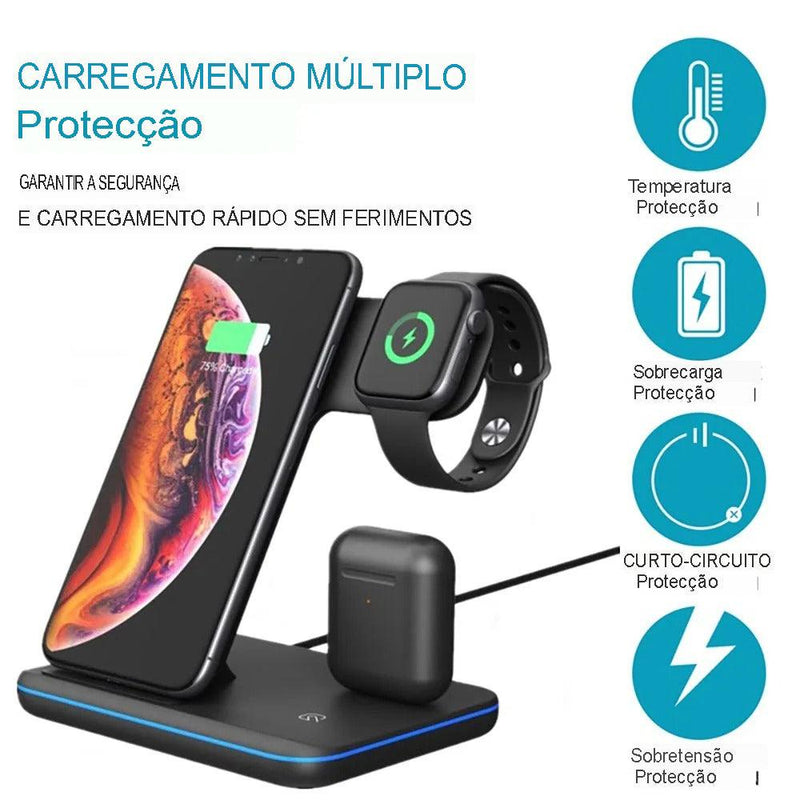 Carregador Indução 15w 3 em 1 Mais Brinde Techguia - Techguia