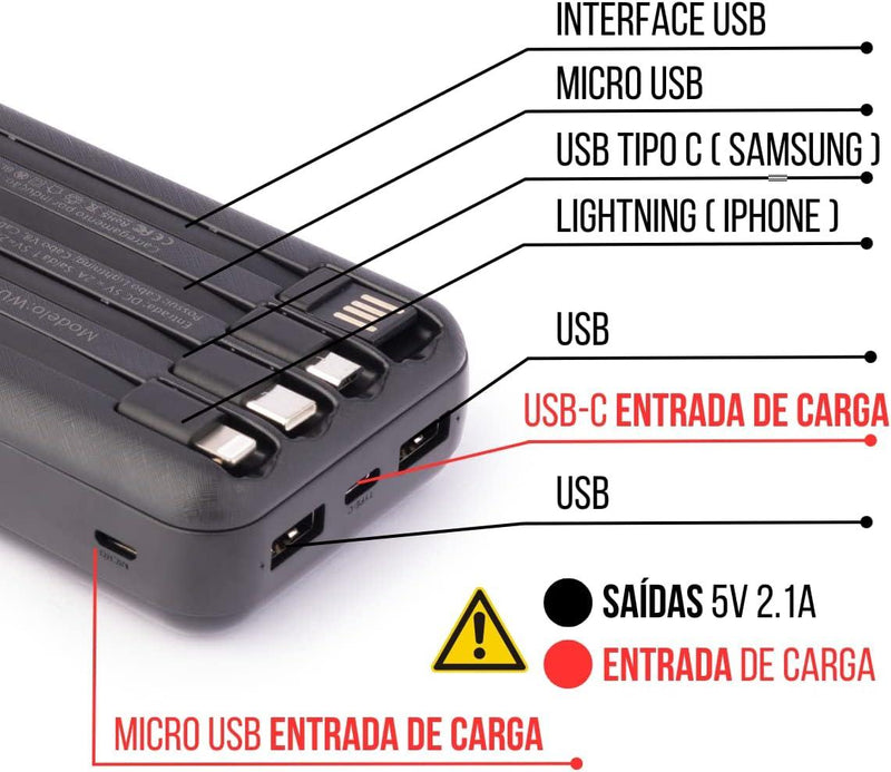 Carregador Portátil Power Bank Universal Techguia - Techguia