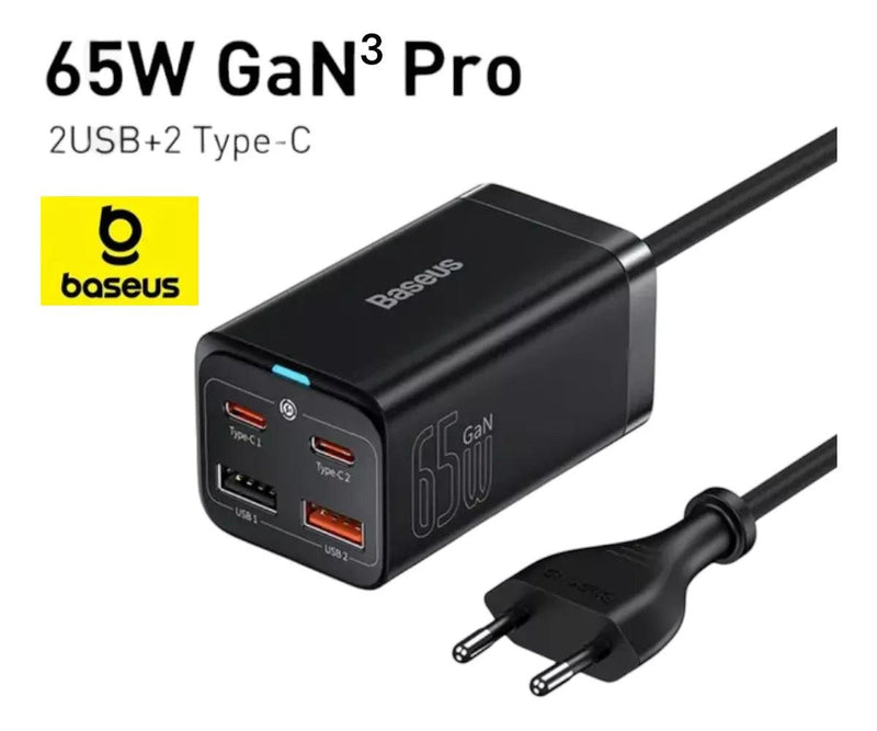 Carregador Portátil Turbo Tipo C Original Baseus GaN3 65w Com Fio Iphone Samsung - Techguia