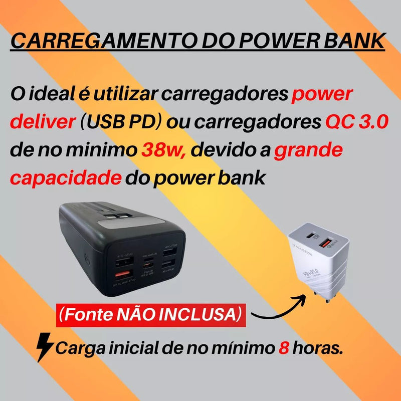 🌟 Carregador Power Bank Portátil BTE - 46 30.000mAh com Lanterna LED 22,5w 🔋💡 - Techguia