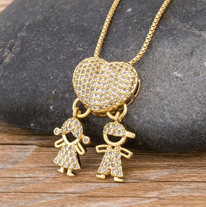 Colar De Pedras Amor de Mãe Corrente de Ouro 18K