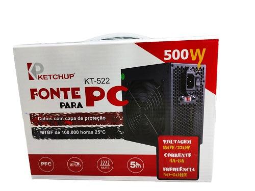 Fonte 500w 80 Plus Super Silenciosa para PC Ketchup - Techguia