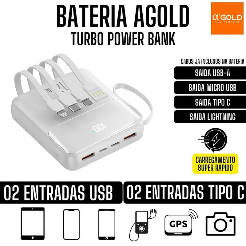 Power Bank Agold BTE - 48 com 10.000mAh para Android e iOS 🚀 - Techguia