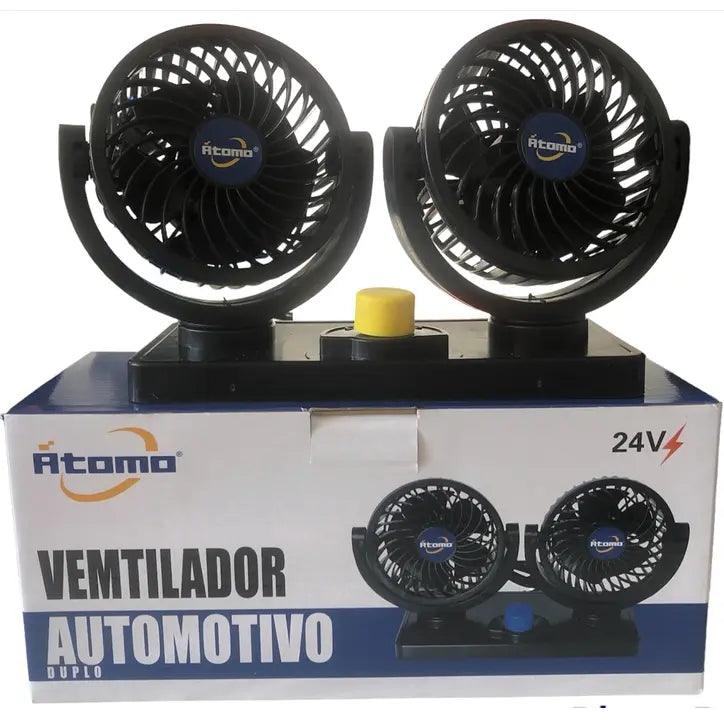 Ventilador Duplo Portátil Automotivo Carro Caminhão 24v Átomo - Techguia